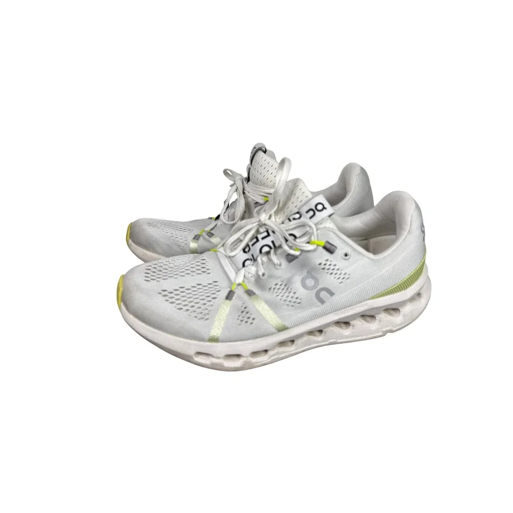 On Cloudsurfer Women White Lime Green Running Shoes Sneakers 3WD10440248 Sz 9.5
